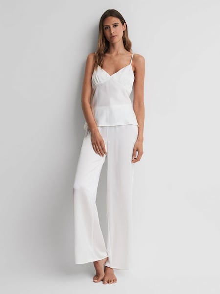 Maison Essentiele Silk Lounge Pants in Optic White (N35563) | $505