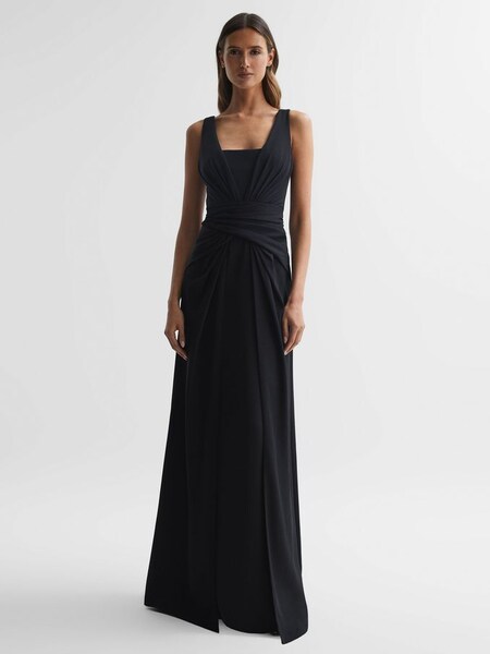 Halston Wrap Maxi Dress in Black (N35568) | CHF 725