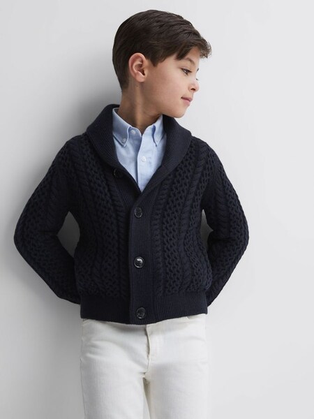 Junior Cable Knitted Cardigan in Navy (N36444) | €36