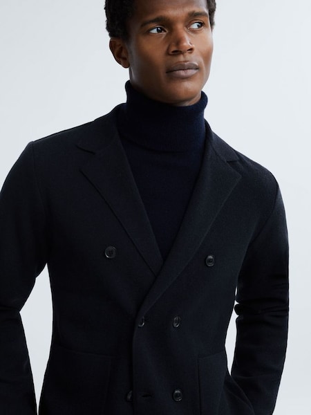 Marko Navy Cashmere Knitted Double Breasted Blazer (N37734) | HK$4,176