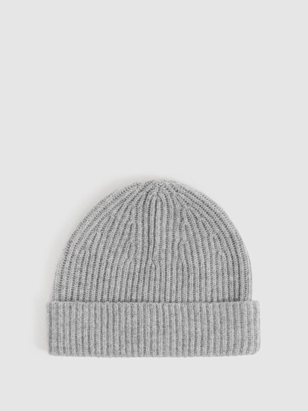 Cashmere Ribbed Beanie Hat in Soft Grey (N37742) | €95