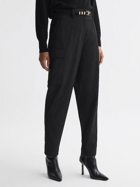 Mid Rise Cargo Trousers in Black (N39436) | $123
