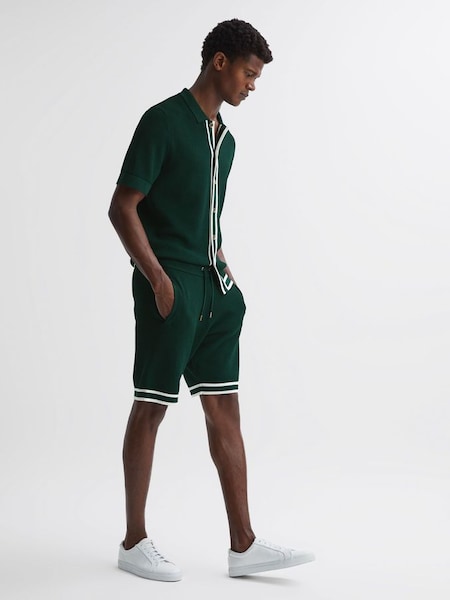 Reiss | Ché Knitted Drawstring Shorts in Dark Green (N41292) | $160