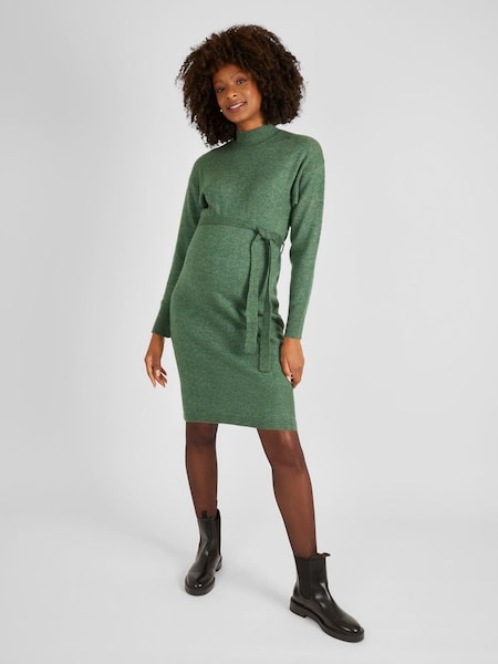 Turtle Neck Knitted Dress in Green (N43965) | $80