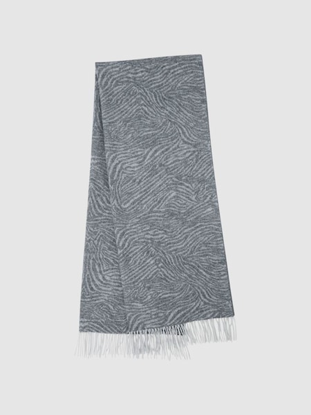 Wool-Cashmere Zebra Scarf in Grey (N44705) | HK$573