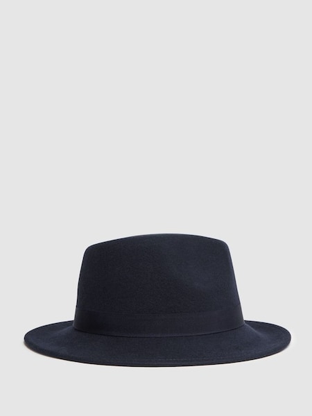 Wool Fedora Hat in Navy (N44707) | CHF 100