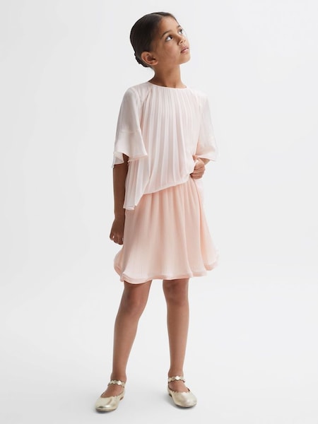 Junior Pleated Satin Trim Skirt in Pink (N44710) | $50
