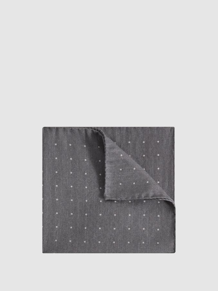 Pochette de costume en laine et coton à pois, gris clair (N44728) | 26 €