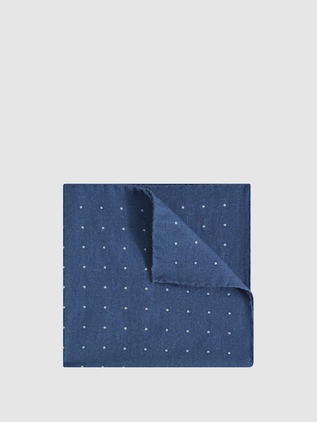 Pochette bleu avio à pois en coton et laine (N44729) | 26 €