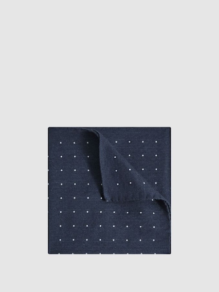Pochette bleu marine à pois en coton et laine (N44730) | 26 €