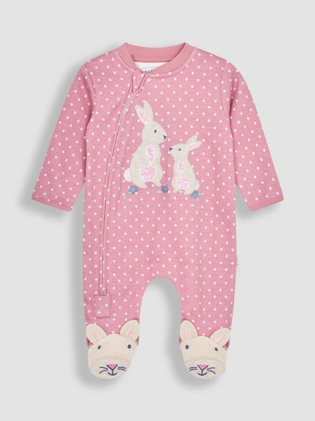 Pink Bunny Appliqué Zip Sleepsuit (N49422) | €27.50