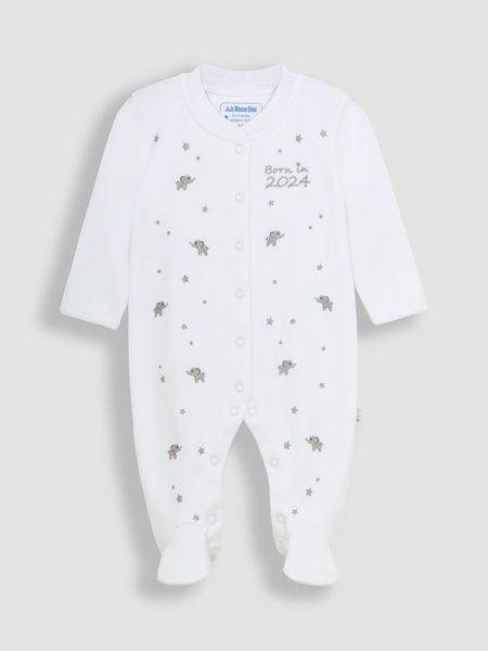 Born in 2024 Embroidered Sleepsuit in White (N49456) | €27.50