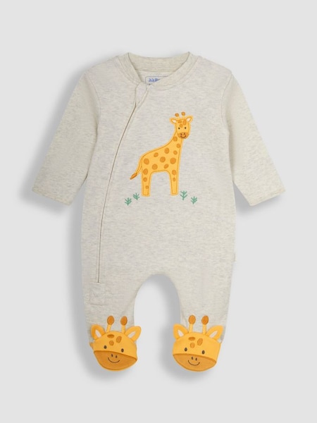 Natural Giraffe Appliqué Zip Sleepsuit (N49480) | €27.50
