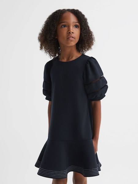 Teen Jersey Puff Sleeve Mini Dress in Navy (N51671) | $120
