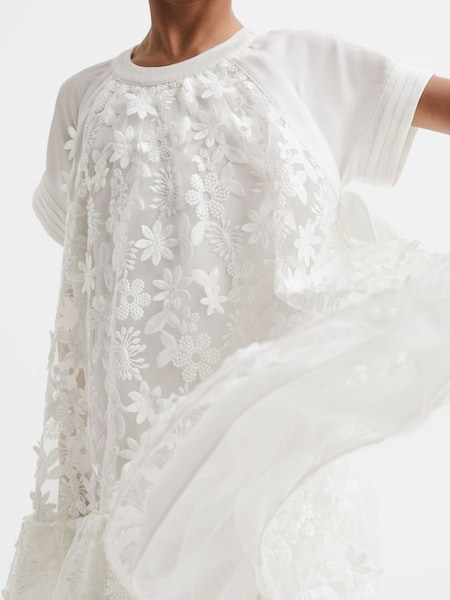 Teen Embellished Flared Dress in Ivory (N51672) | $185