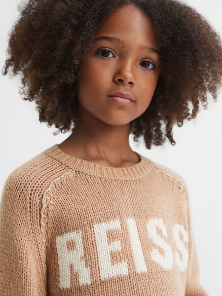 Teen Wool Blend Motif Jumper in Camel (N51687) | €49