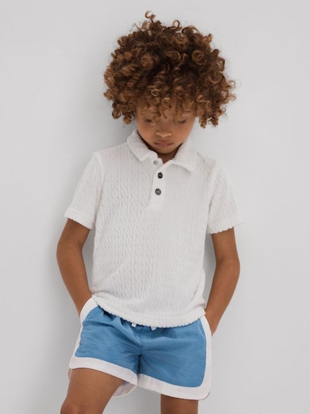 Towelling Polo Shirt in White (N54020) | CHF 50