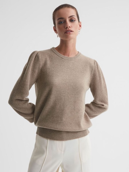 Madeleine Thompson Wool-Cashmere Crew Neck Top in Oatmeal (N56998) | $730