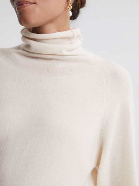Relaxed Cashmere Roll Neck Top in Cream (N58721) | $224