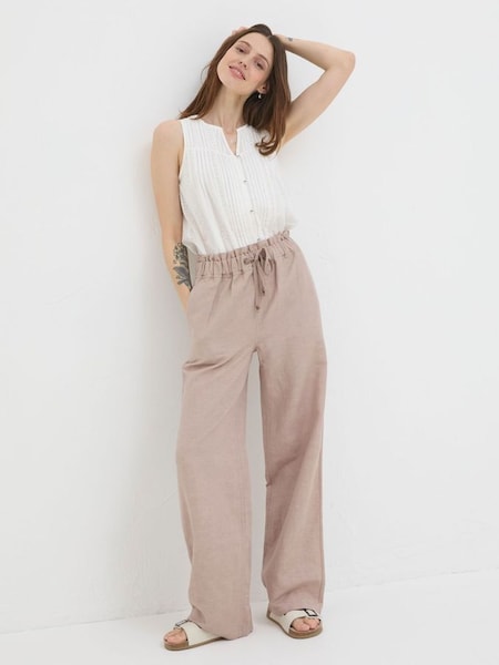 Iva Natural Wide Leg 100% Linen Trousers (N71162) | €46