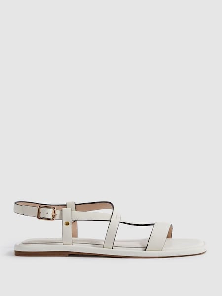 Flat Strappy Leather Sandals in White (N71911) | CHF 215