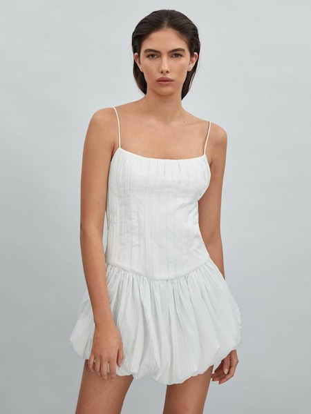 Acler - Ivoorkleurige mini-jurk met pofmouwen (N72467) | € 520