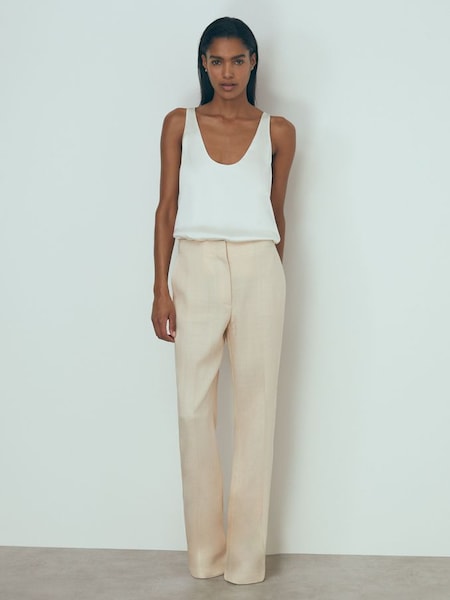 Atelier Italian Textured Slim Flared Suit Trousers in Blush (N72541) | $540
