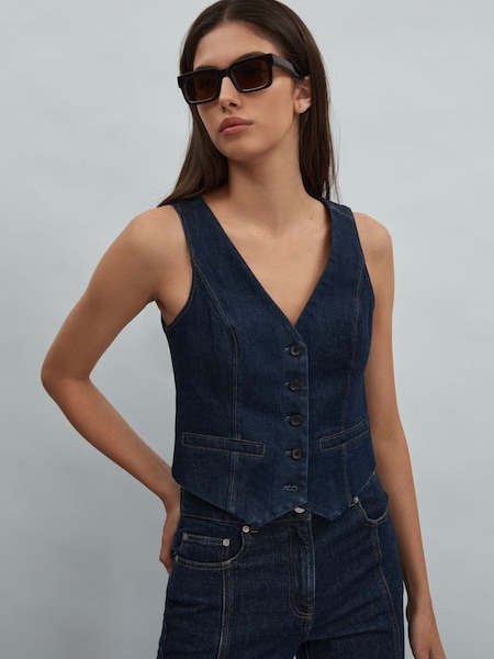 Paige Denim Waistcoat in Edinburgh Blue (N74072) | $480