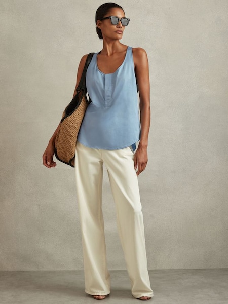 Relaxed Cotton Scoop Neck Vest in Blue (N74094) | HK$1,330