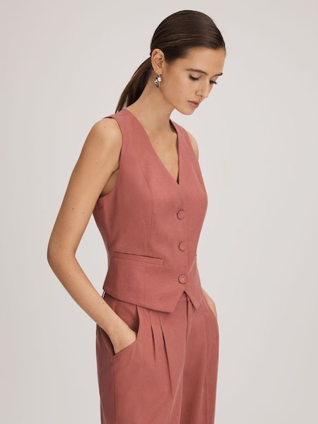 Paige Dusk Pink Tailored Single Breasted Waistcoat in Dusk Pink (N74102) | €320