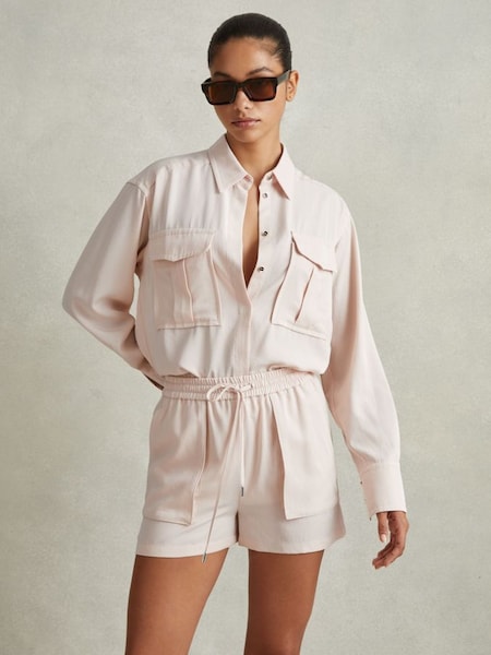 Lyocell Button Through Shirt in Nude (N74129) | $295