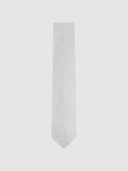 Linen Tie in Soft Ice (N74174) | $95