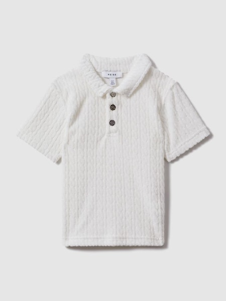 Towelling Polo Shirt in White (N74184) | $80