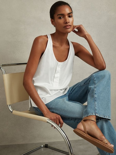Relaxed Cotton Scoop Neck Vest in Ivory (N74204) | €125