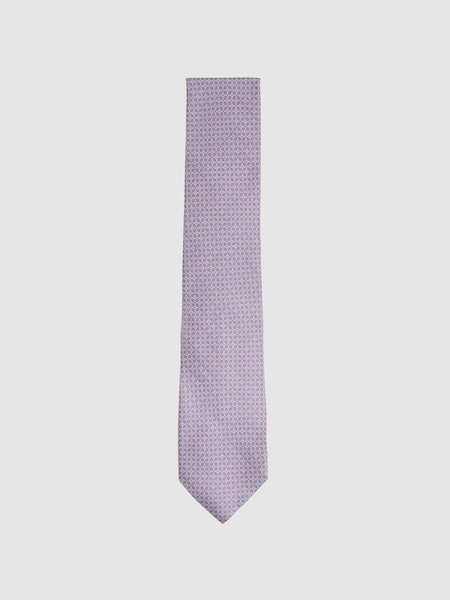 Cravate en soie à imprimé géométrique, orchidée (N74228) | 95 €