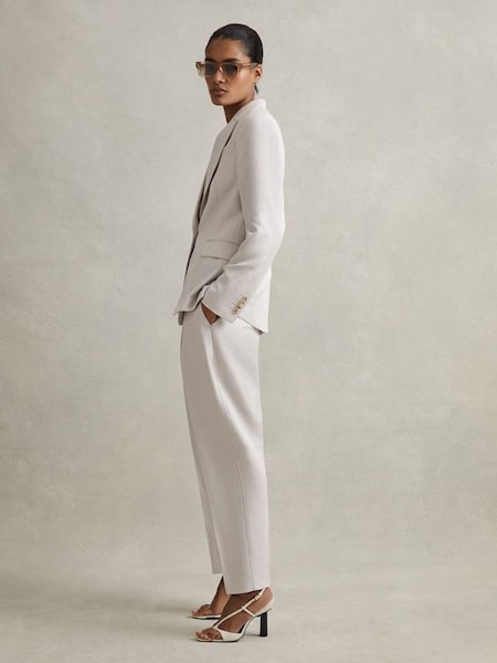Petite Tapered Suit Trousers with TENCEL™ Fibers in Light Grey (N74240) | $225