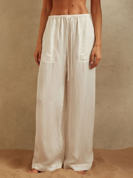 Textured Wide Leg Cover-Up Trousers in Ivory (N74295) | CHF 185