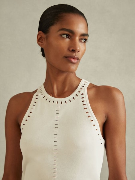 Fitted Cut-Out Detail Vest in Ivory (N74299) | $190