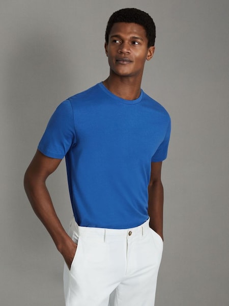 Cotton Crew Neck T-Shirt in Lapis Blue (N74305) | $45