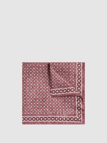 Pochette de costume en soie à imprimé floral, rose poudré (N74321) | 55 €