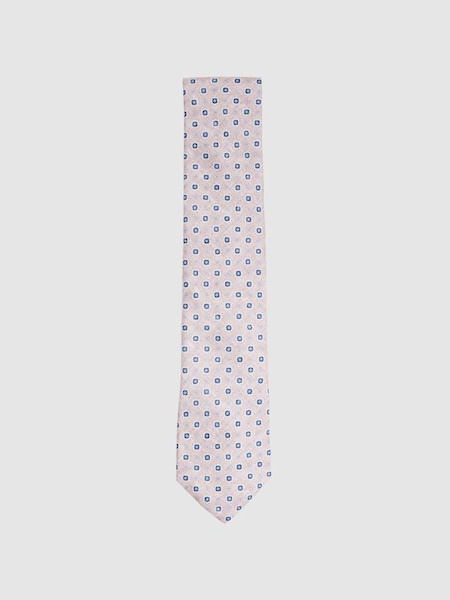 Silk Floral Print Tie in Soft Rose (N74348) | $110