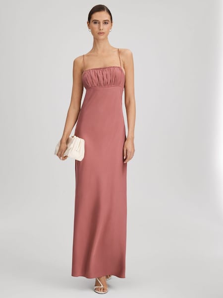 Paige roze lange jurk met Dusk en ruches (N74423) | € 520