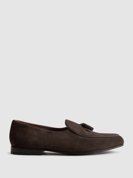 Suede Slip-On Belgian Loafers in Dark Brown (N74807) | HK$2,680