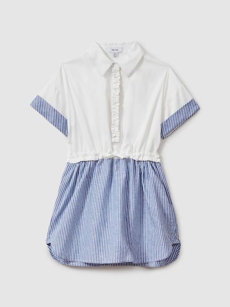 Teen Cotton Shirt Dress in Ivory (N76036) | $150