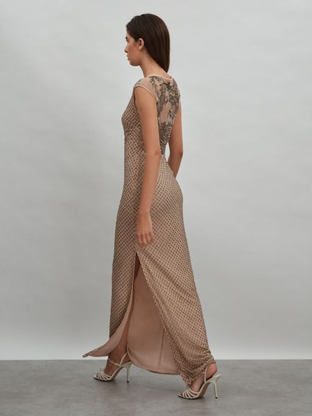 Raishma Embellished Maxi Dress in Nude (N76623) | HK$8,930