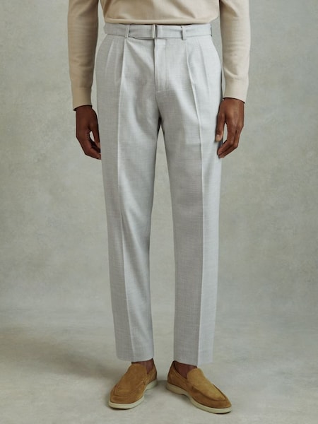 Belted Cropped Trousers in Light Grey (N77544) | €195