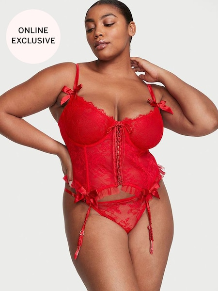Lipstick Red Archive Lace Corset and Knicker Set (N95917) | €121