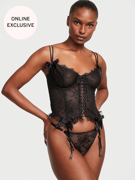 Black Archive Lace Corset and Knicker Set (N95939) | €121
