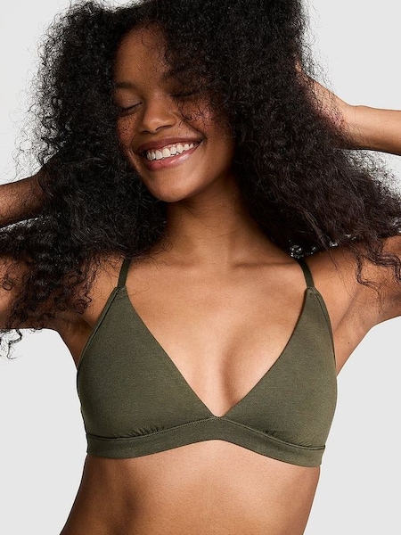 Olive Green Cotton Triangle Bralette (N97498) | €22