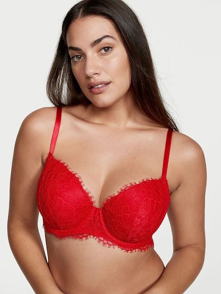 Lipstick Red Lace Lightly Lined Demi Bra (P20297) | €56